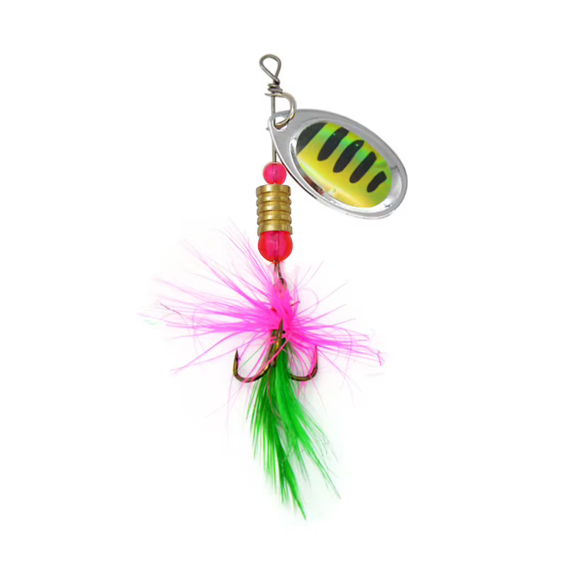 Señuelo Spinner con plumas – Cuchara metálica giratoria para pesca