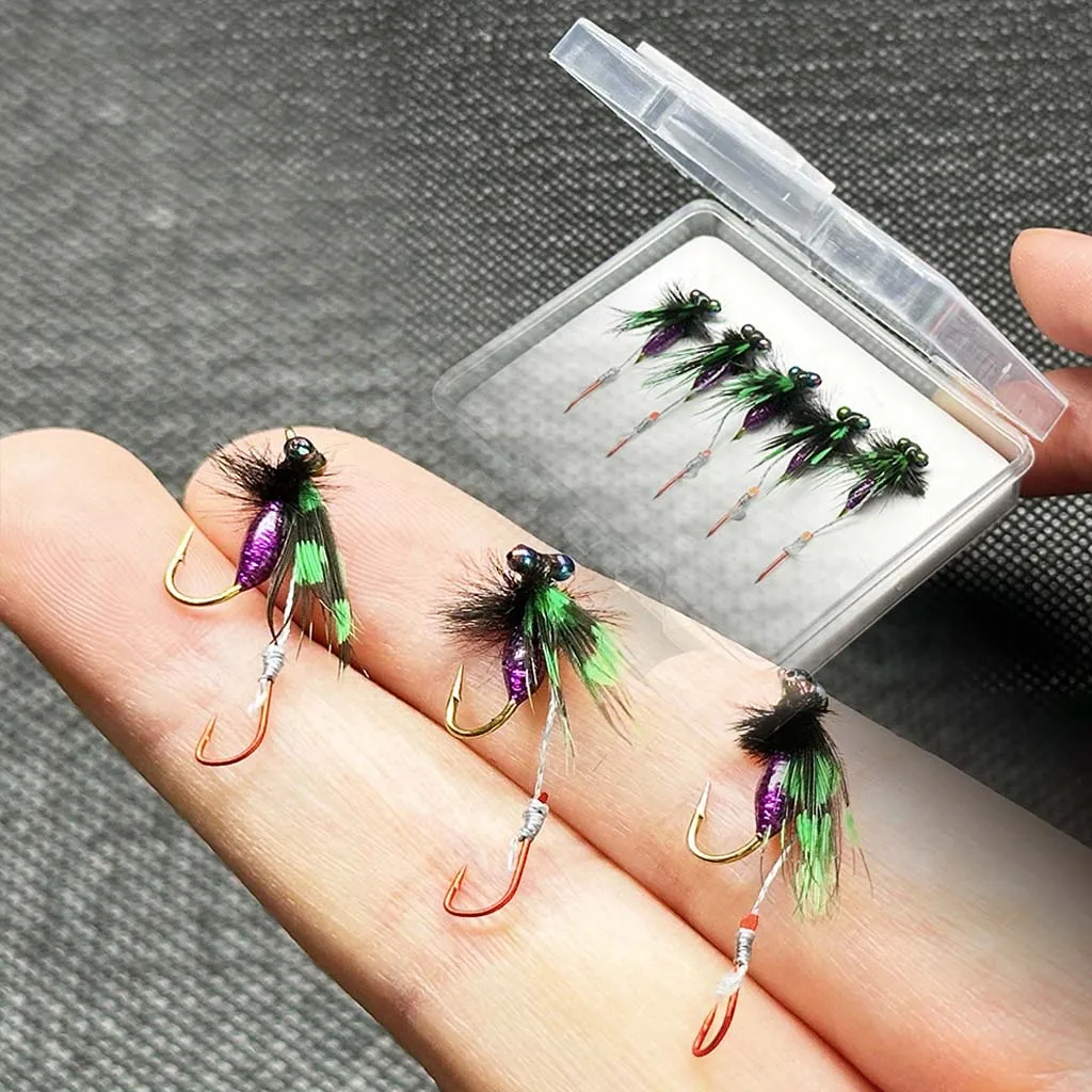 Moscas húmedas con anzuelo doble biónico para trucha y lubina - imagen 2