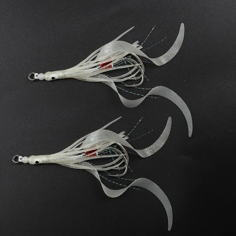 Ackibbik señuelo de calamar con falda silicona brillante para jigging - imagen 5