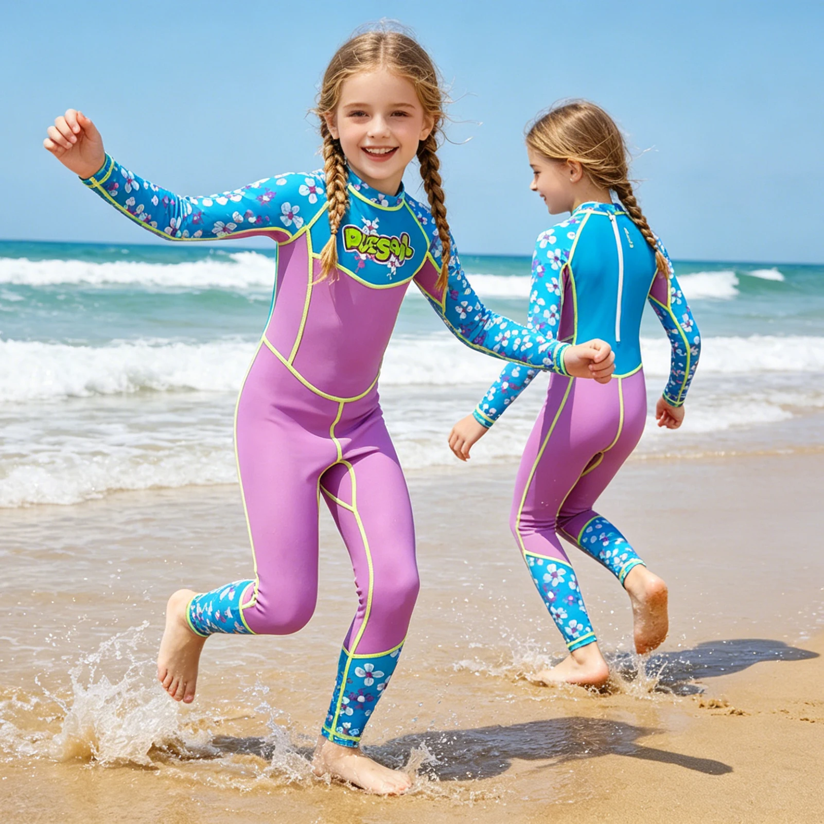 Traje de baño UV manga larga para niña entero surf y snorkel - imagen 4