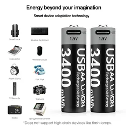 Pilas Recargables Litio USB Alta Capacidad AA y AAA