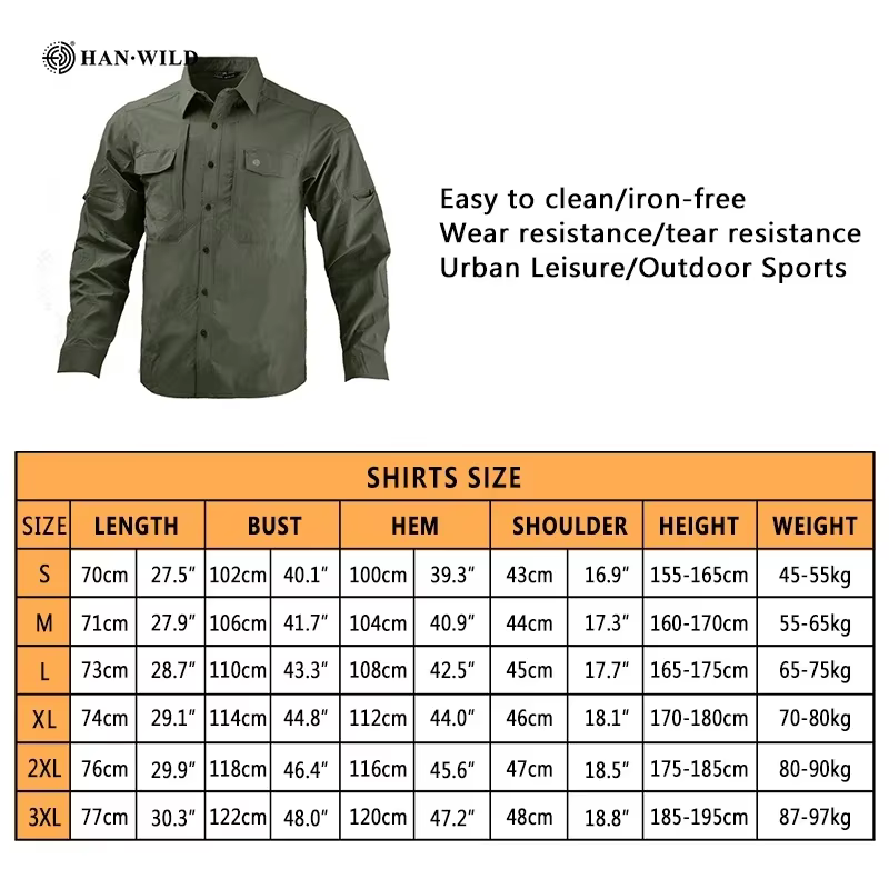 HAN WILD Camisa de pesca manga larga con secado rápido para exteriores - imagen 2