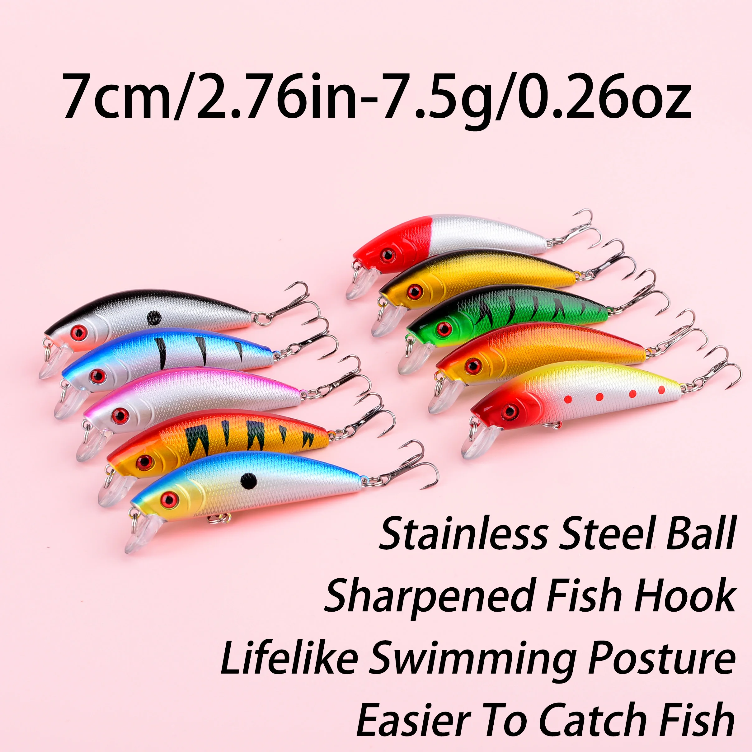 Wobler Minnow duro con ojos 3D – señuelo tipo Crankbait - imagen 5