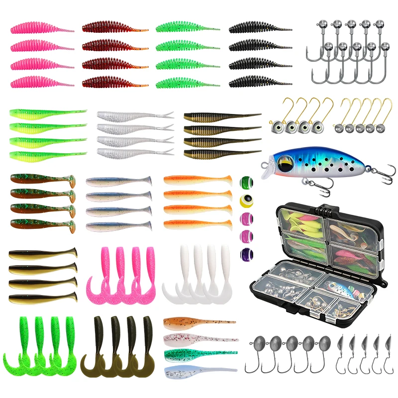 Kit de señuelos blandos y anzuelos swimbait realista en caja - imagen 3