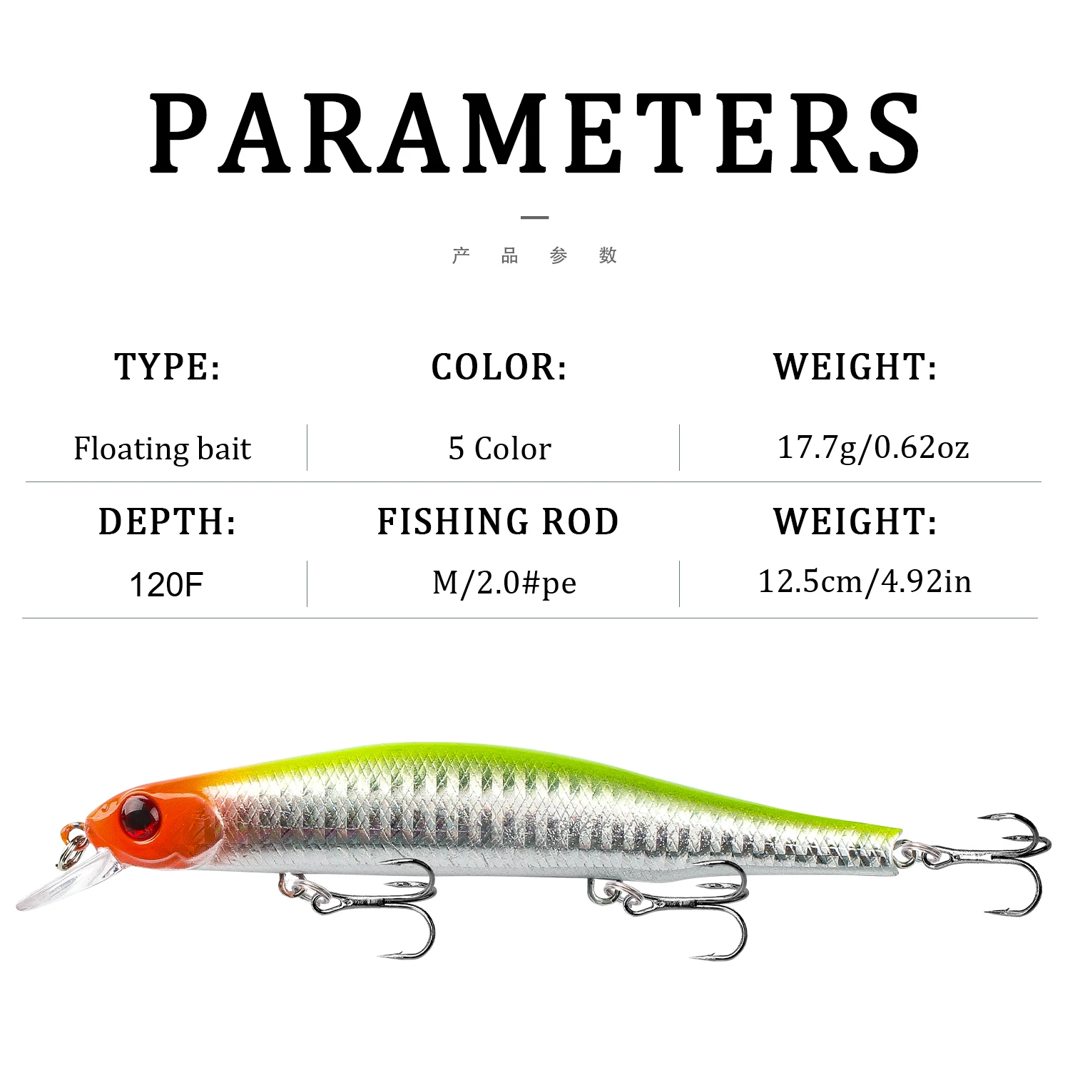 Señuelo Minnow Topwater 3D con imán