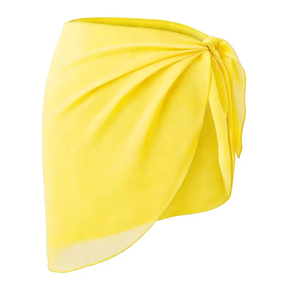 Vestido de playa corto de chifón UPF con sarong transparente versátil