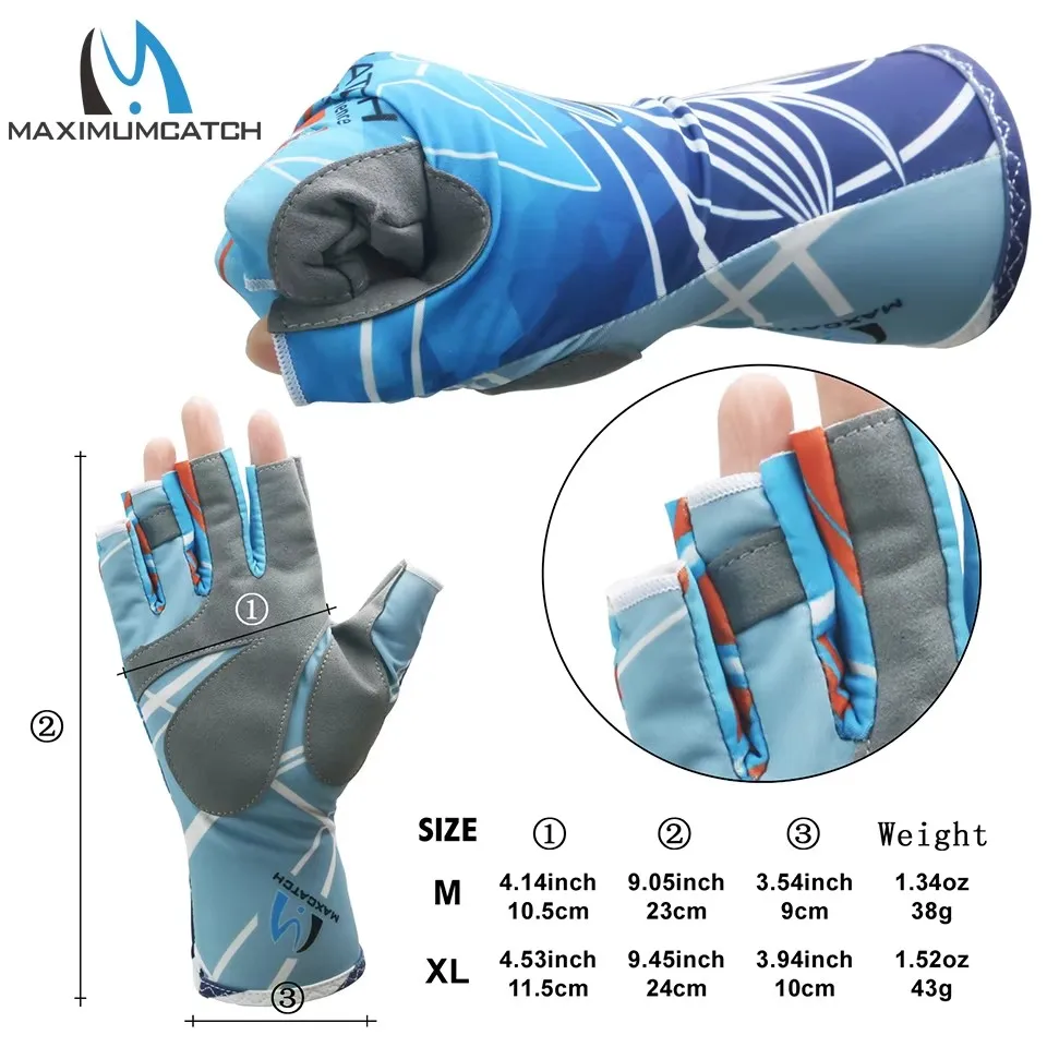 Maxcatch Guantes de pesca medio dedo antideslizantes transpirables