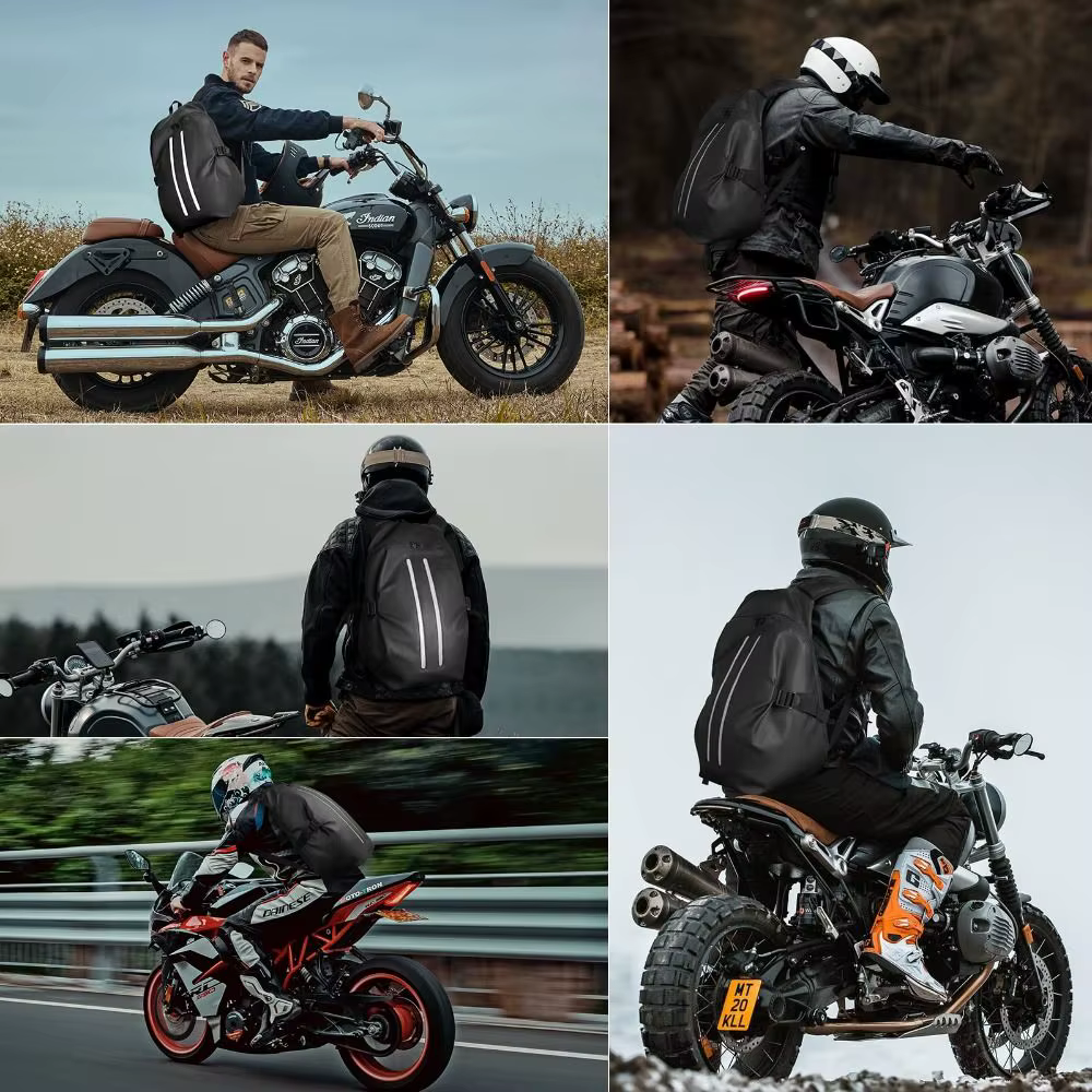 Mochila Impermeable Moto Gran Capacidad con Reflectante