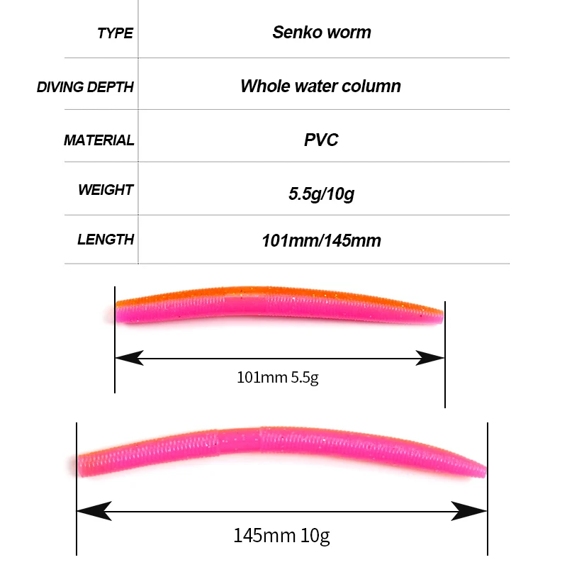Cebo artificial senko de silicona 10 cm – gusano lento para - imagen 2