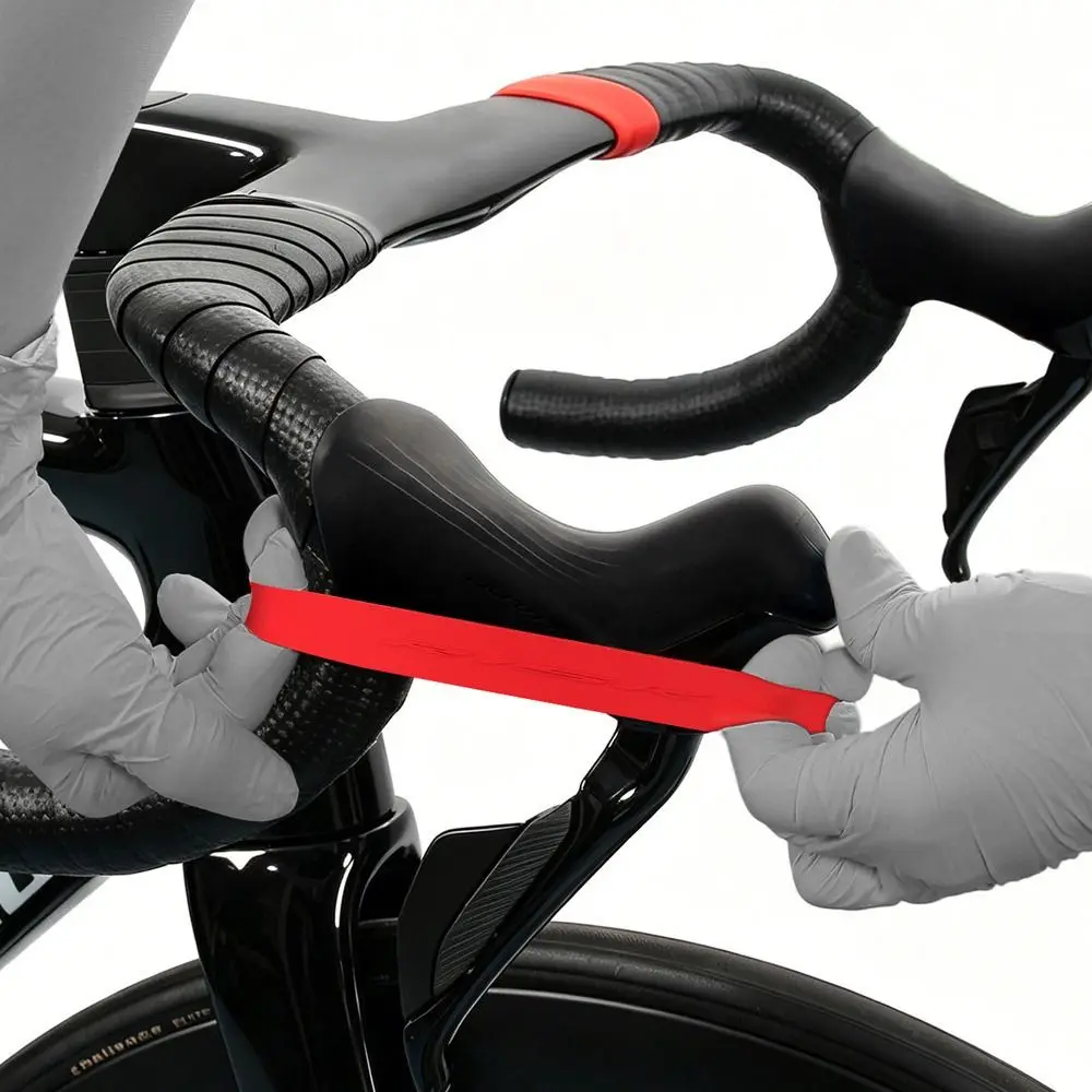 Abrazadera elástica de silicona para manillar de bicicleta negra-roja