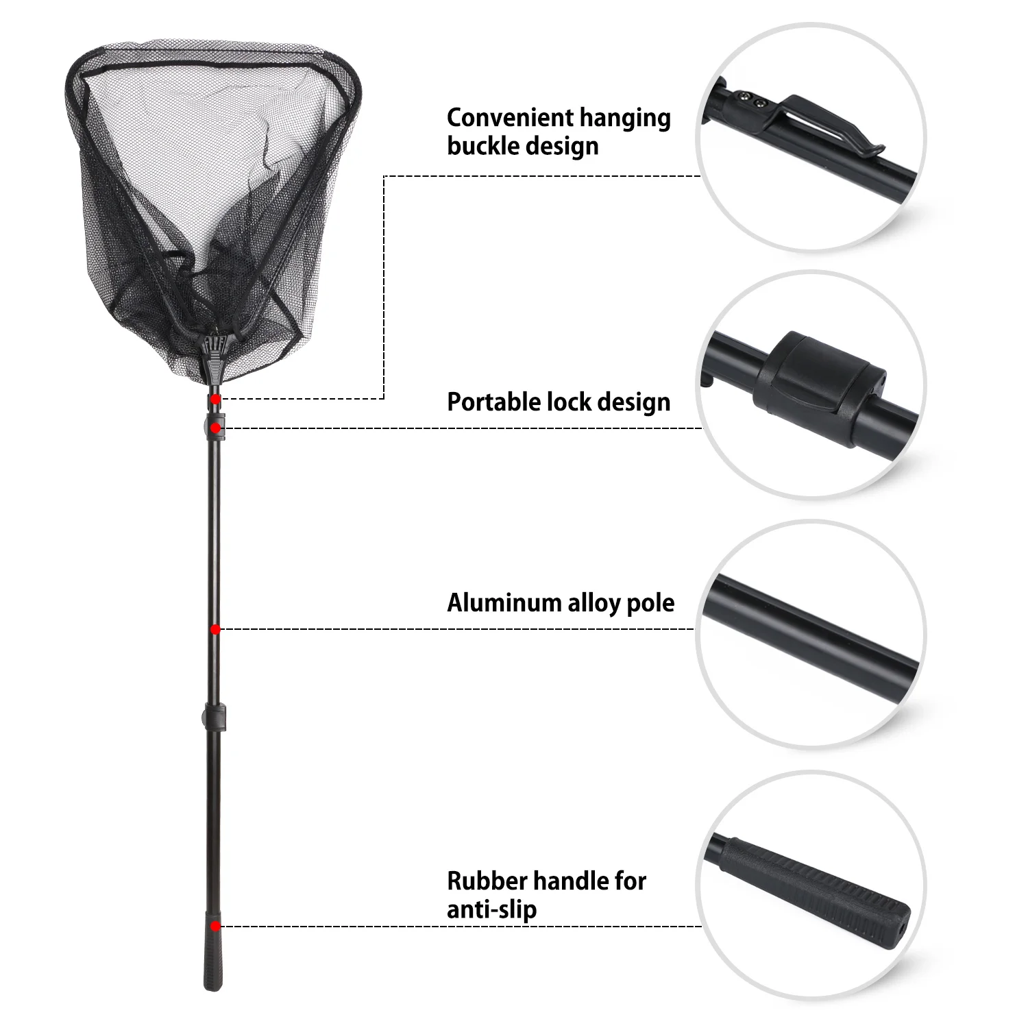 Goture red de pesca plegable y telescópica