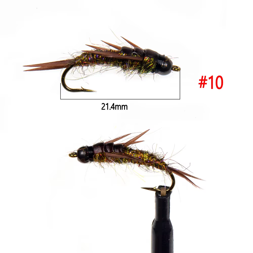 Bimoo Ninfa Stonefly marrón con cabeza de latón - imagen 5