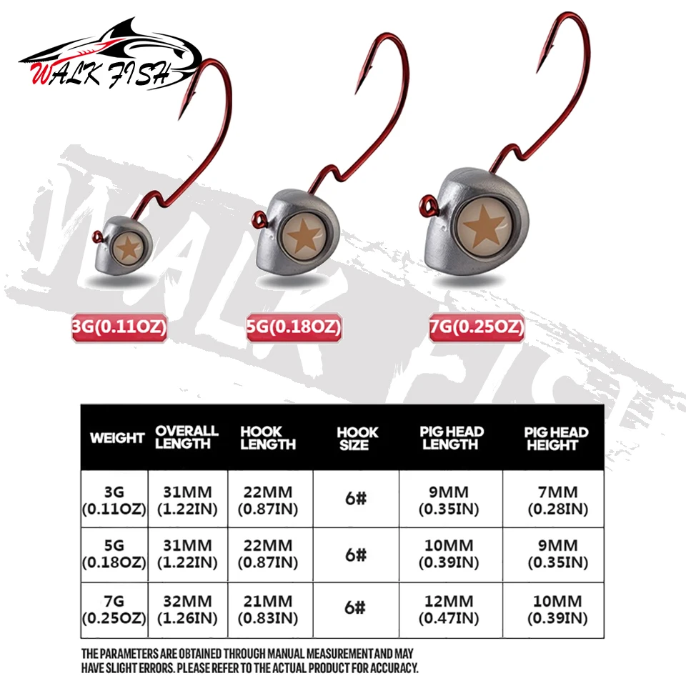 WALK FISH anzuelos Jig Head con púas y anzuelo Ned para vinilo - imagen 5