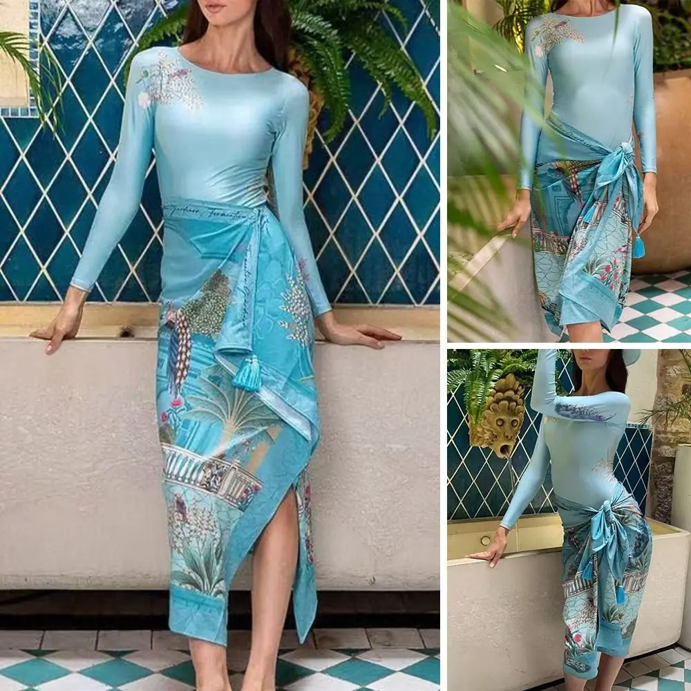 Traje de baño pesca vintage manga larga mujer con protección solar - imagen 4