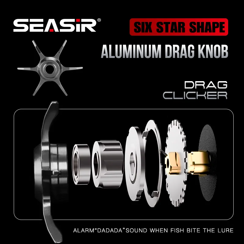 Seasir Salminus Carrete spinning aluminio CNC con mango carbono - imagen 3