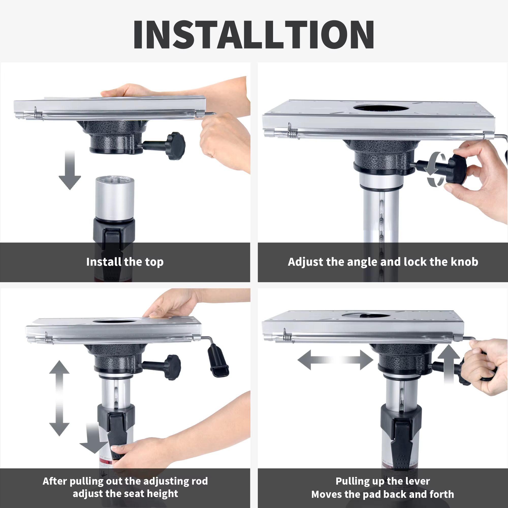 Pedestal para asiento de barco de aluminio ajustable con cerradura - imagen 3