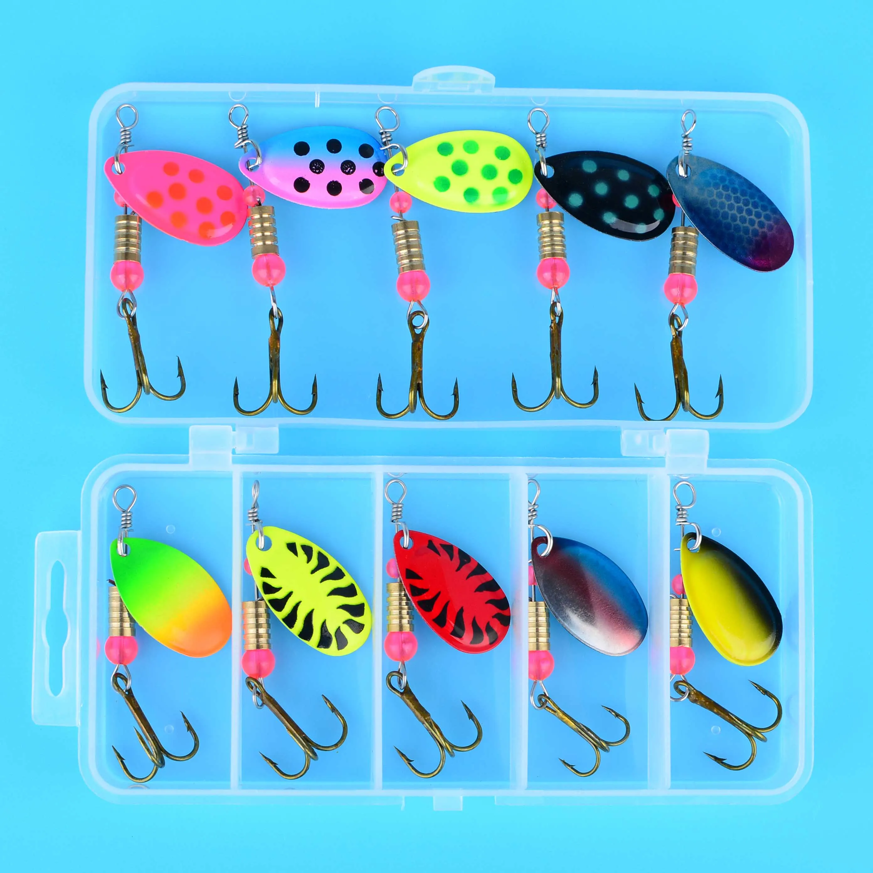 Set completo de 10 señuelos metálicos para pesca