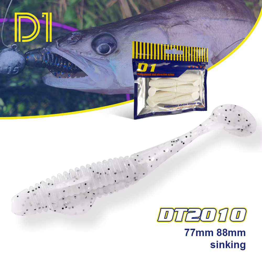 Señuelos de vinilo D1 Ribbed T-Tail para Lubina y Trucha - imagen 3