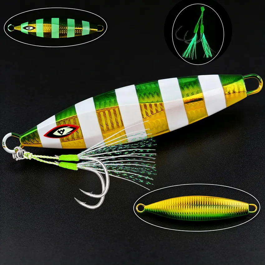 Señuelo jigging agua salada con jigs metálicos y anzuelos auxiliares - imagen 3