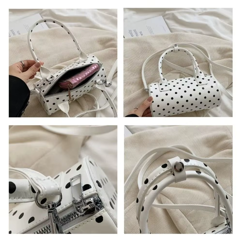 Bandolera de Cuero PU con Puntos para Mujer – Bolso Barril Tipo Cubo - imagen 2