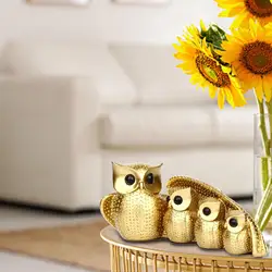 Set 4 Estatuas Familia de Búhos – Figuras Decorativas para Hogar