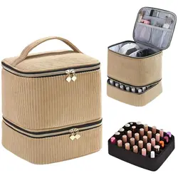Organizador de esmaltes de uñas doble capa, bolsa gran capacidad