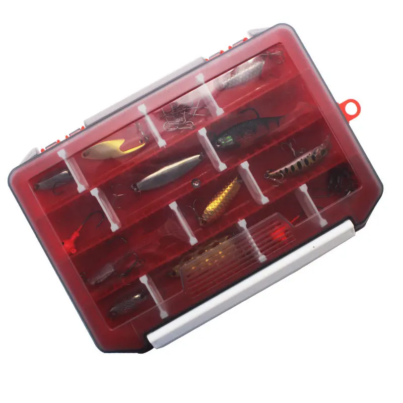 Caja organizadora de pesca con compartimentos de colores