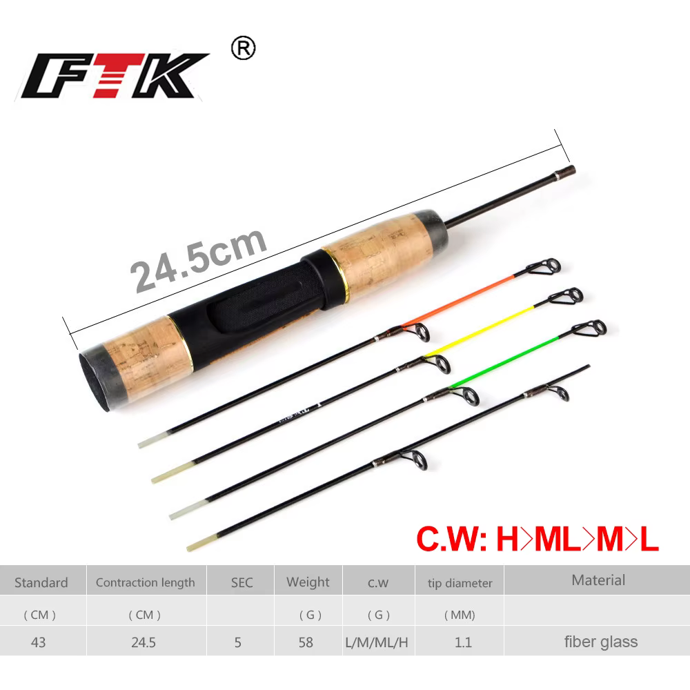 FTK Caña Vertical Jigging Hielo 4 Puntas Corcho EVA 43cm 2-30G - imagen 5
