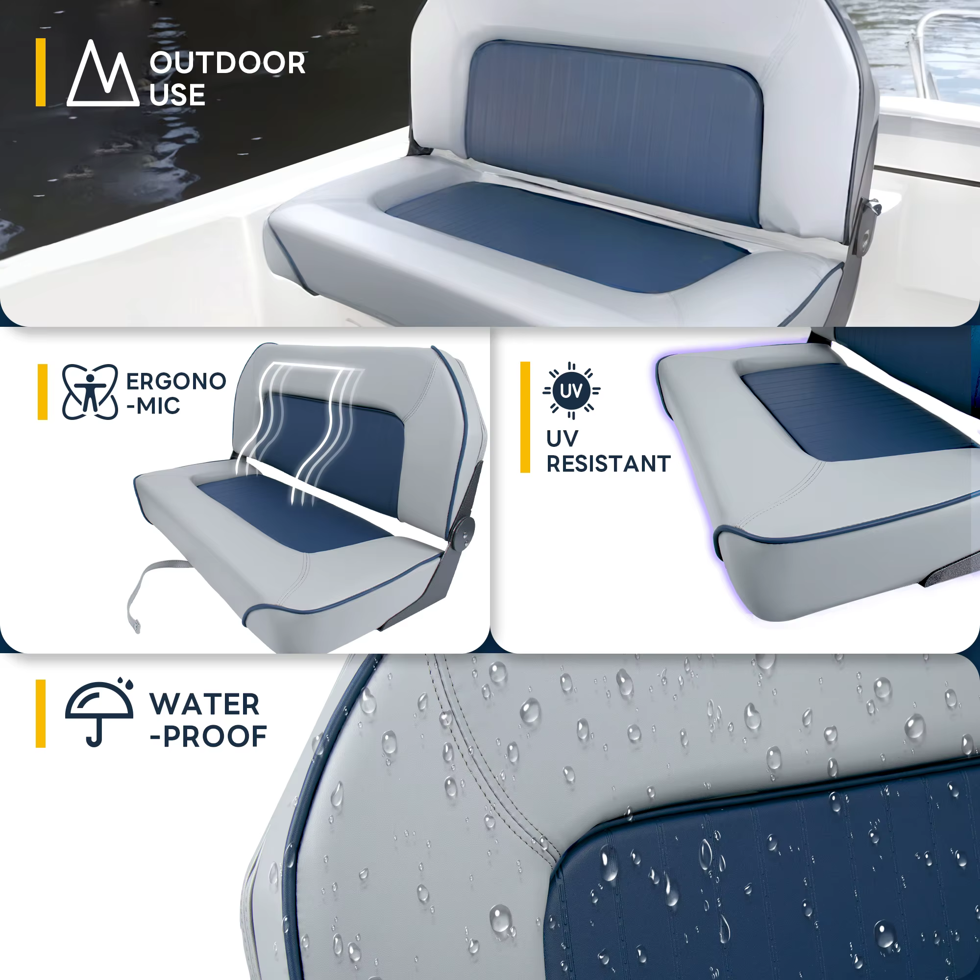 Asiento expuesto a la luz solar mostrando resistencia al desgaste