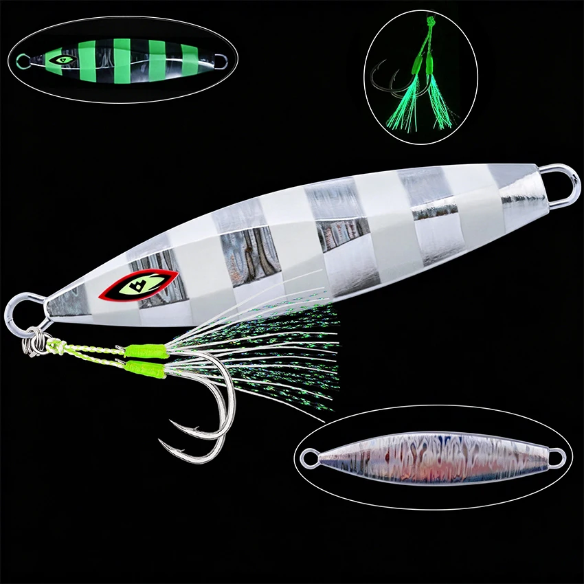 Señuelo jigging agua salada con jigs metálicos y anzuelos auxiliares - imagen 5