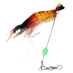 Luminous Soft Shrimp Cebo Realista 7.5cm con Anzuelos