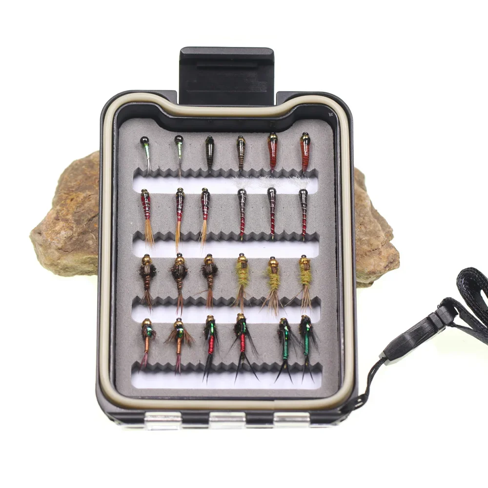Surtido de moscas para pesca a mosca en caja