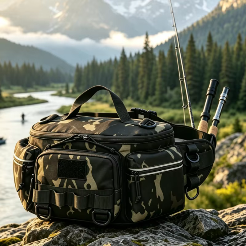 Bolsa de pesca multifunción con portacañas – Riñonera para señuelos - imagen 5
