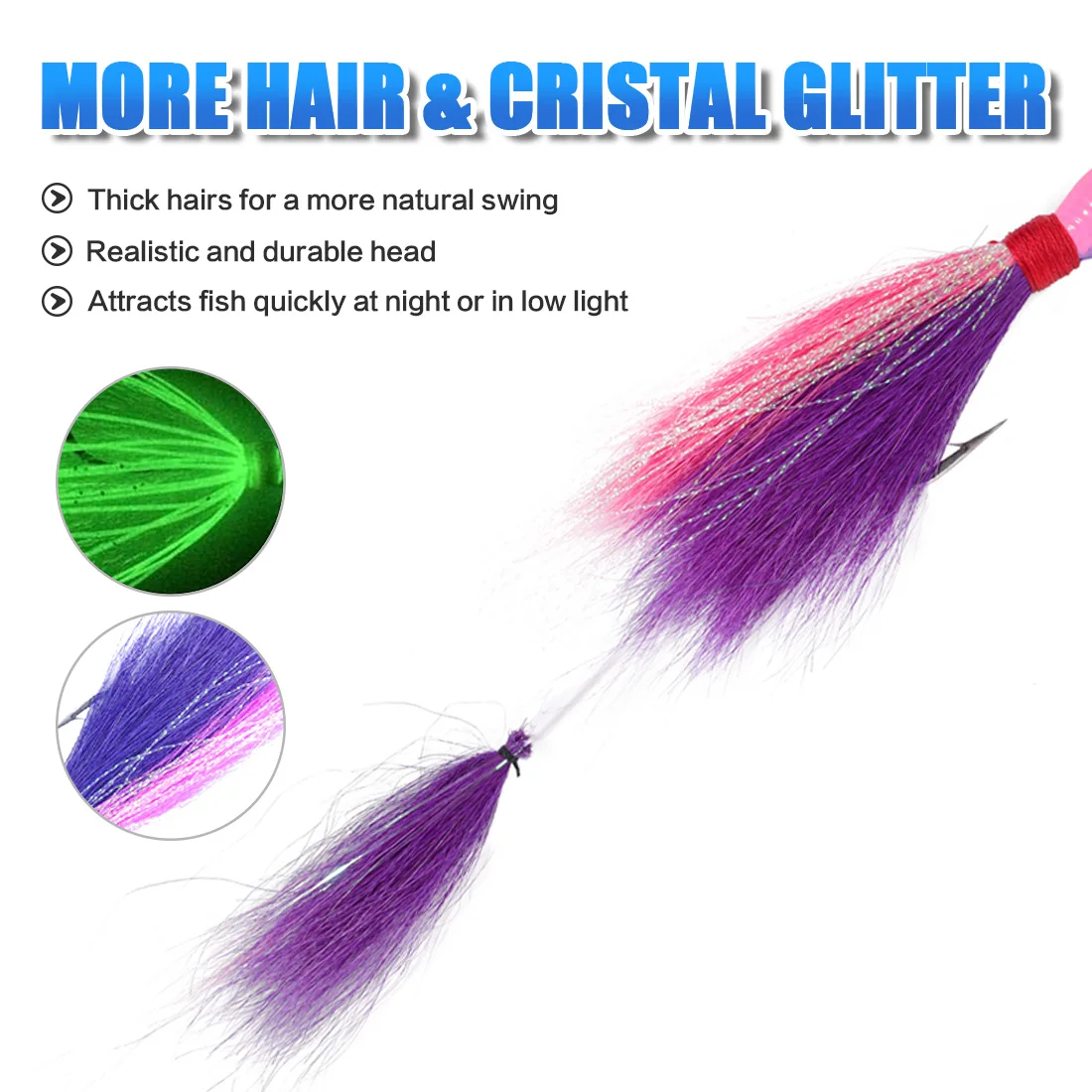 Anzuelos Jig Bucktail multicolores para agua salada y dulce - imagen 5