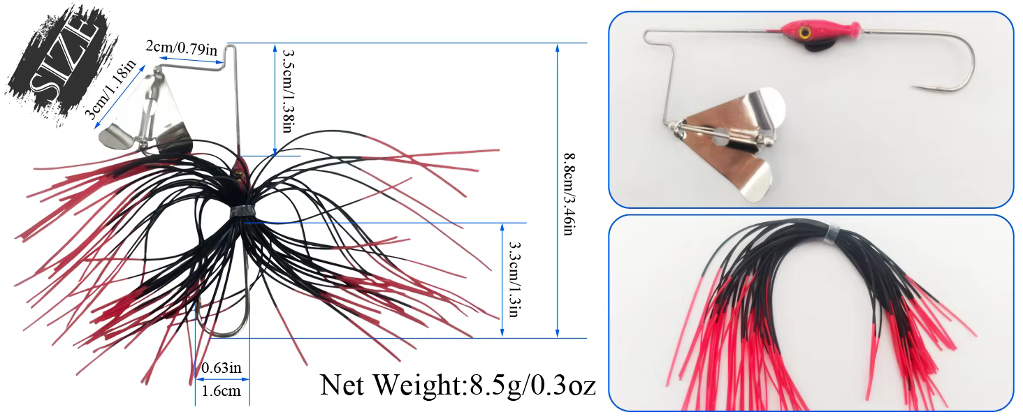Spinnerbait con faldas de goma y cuchilla metálica