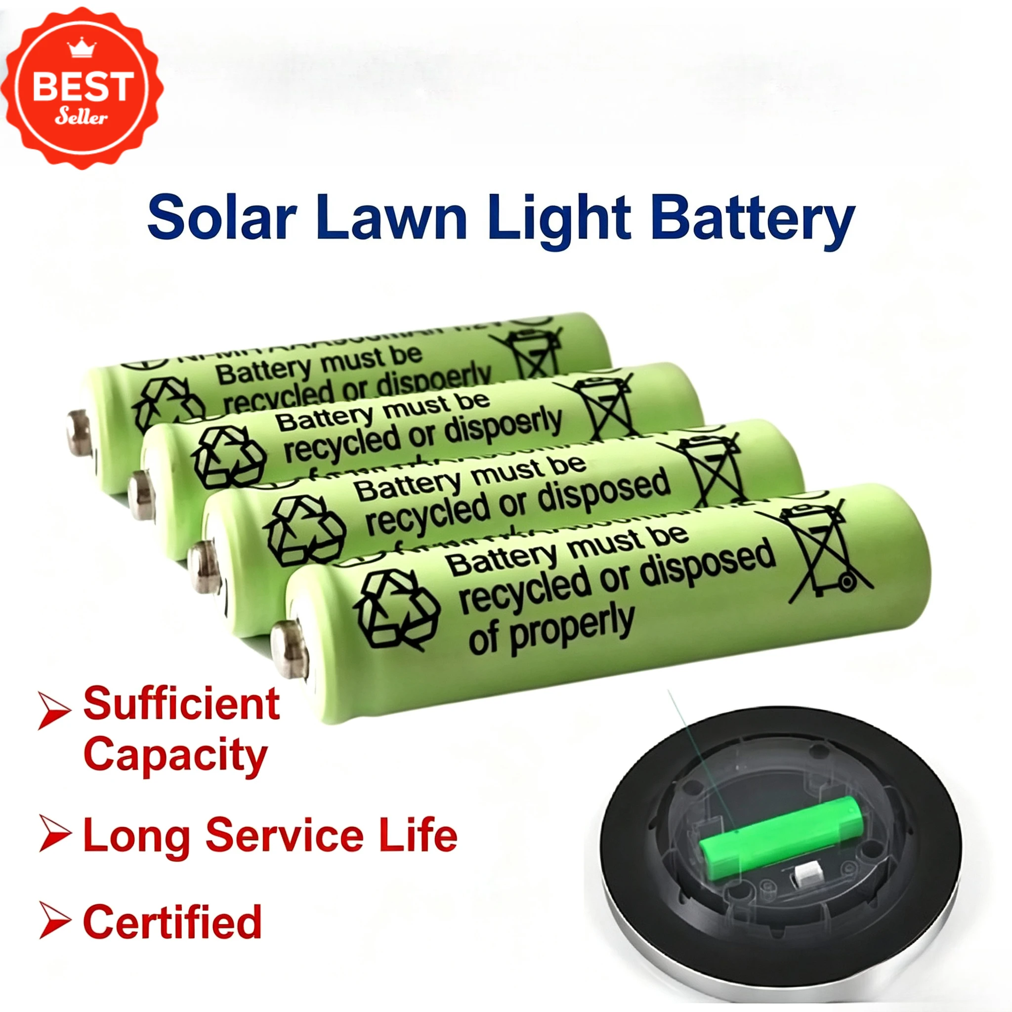 Batería recargable Ni-MH para luz LED solar de jardín - imagen 4