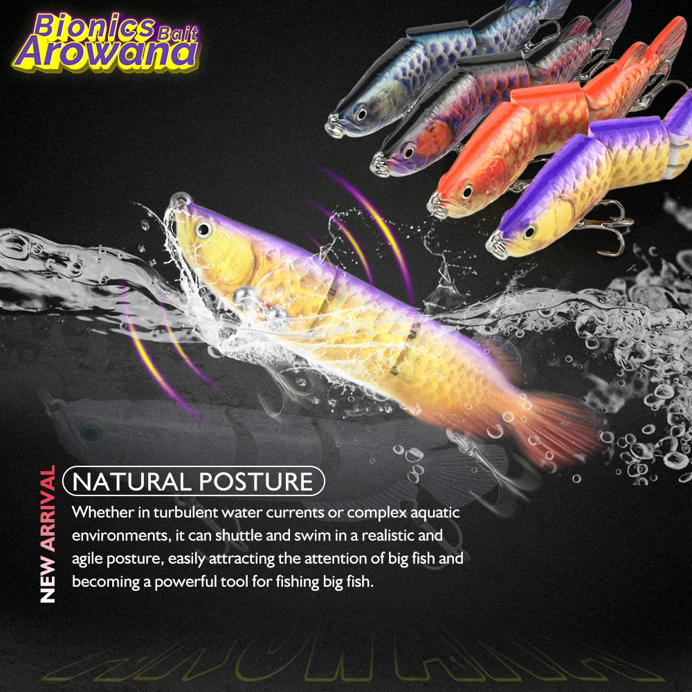 Swimbait hundible multiarticulado ABS para pesca de arwana - imagen 4