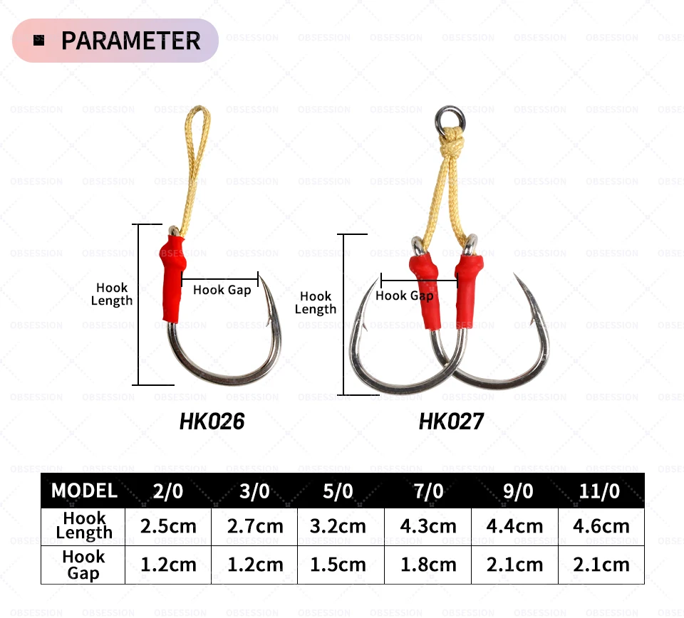 Comparativa de tamaños de gancho