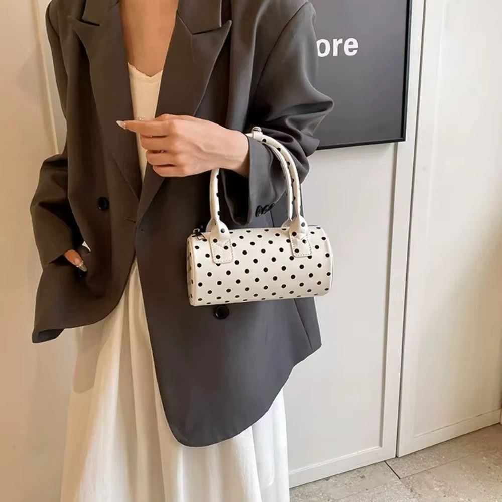 Bandolera de Cuero PU con Puntos para Mujer – Bolso Barril Tipo Cubo - imagen 5