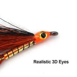 Moscas streamer Bucktail 3D epoxi ojo Vtwins para trucha y lucio