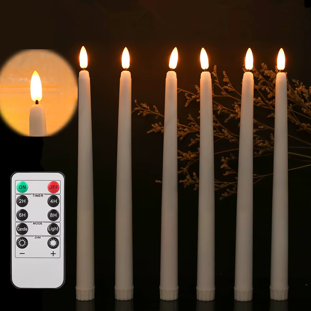 Vela LED electrónica con control remoto – Efecto parpadeante marfil - imagen 3