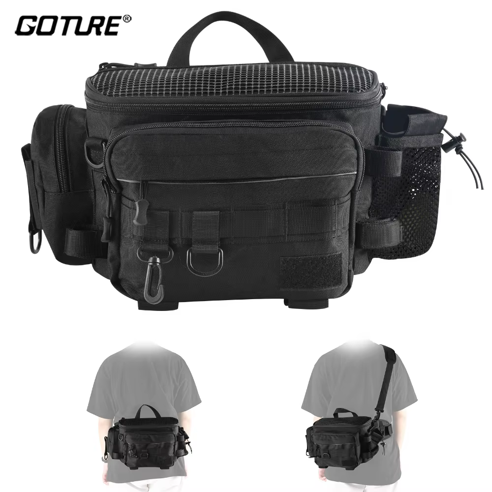 Goture Bolsa Bandolera de Pesca para Señuelos, Vinilos y Accesorios