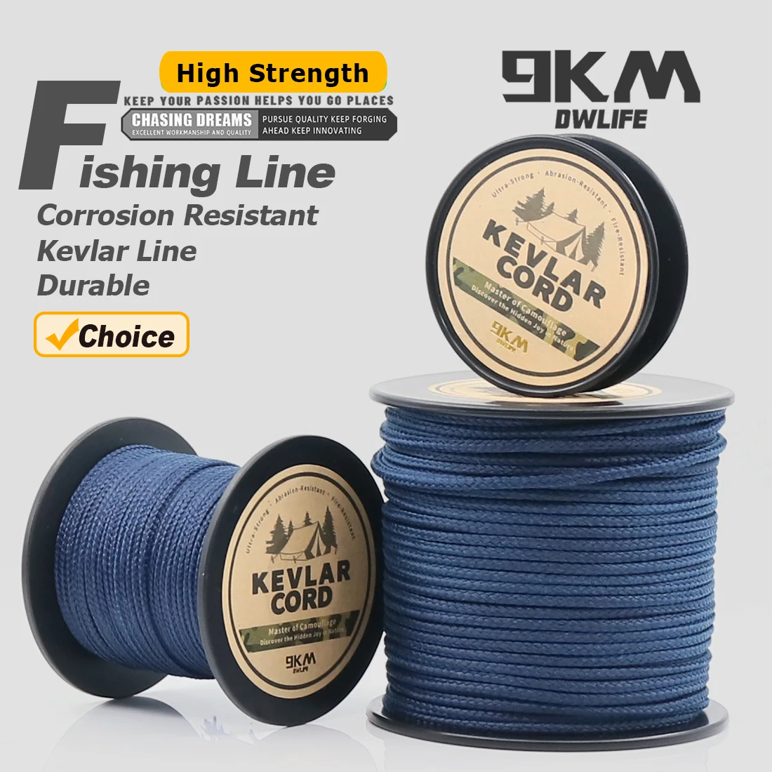 Rocket Paracord Linea de Kevlar para pesca - azul, alta resistencia