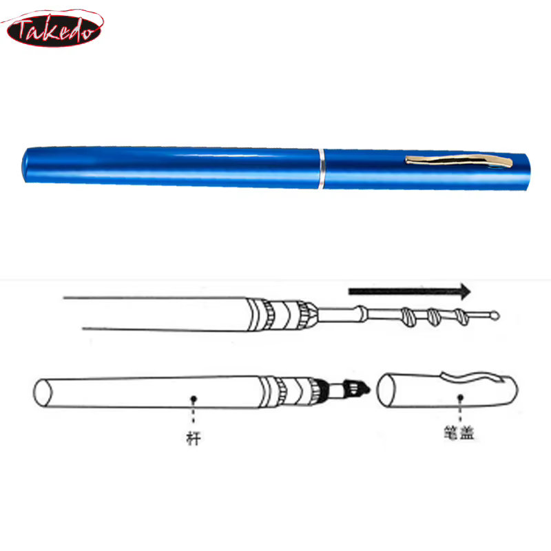 TAKEDO Caña telescópica aluminio con carrete – Mini viaje para hielo, mosca y barco