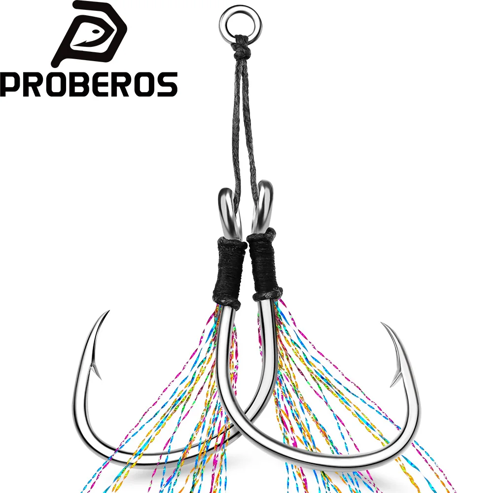 Anzuelos Jig asistidos Proberos de acero alto carbono con púas - imagen 2