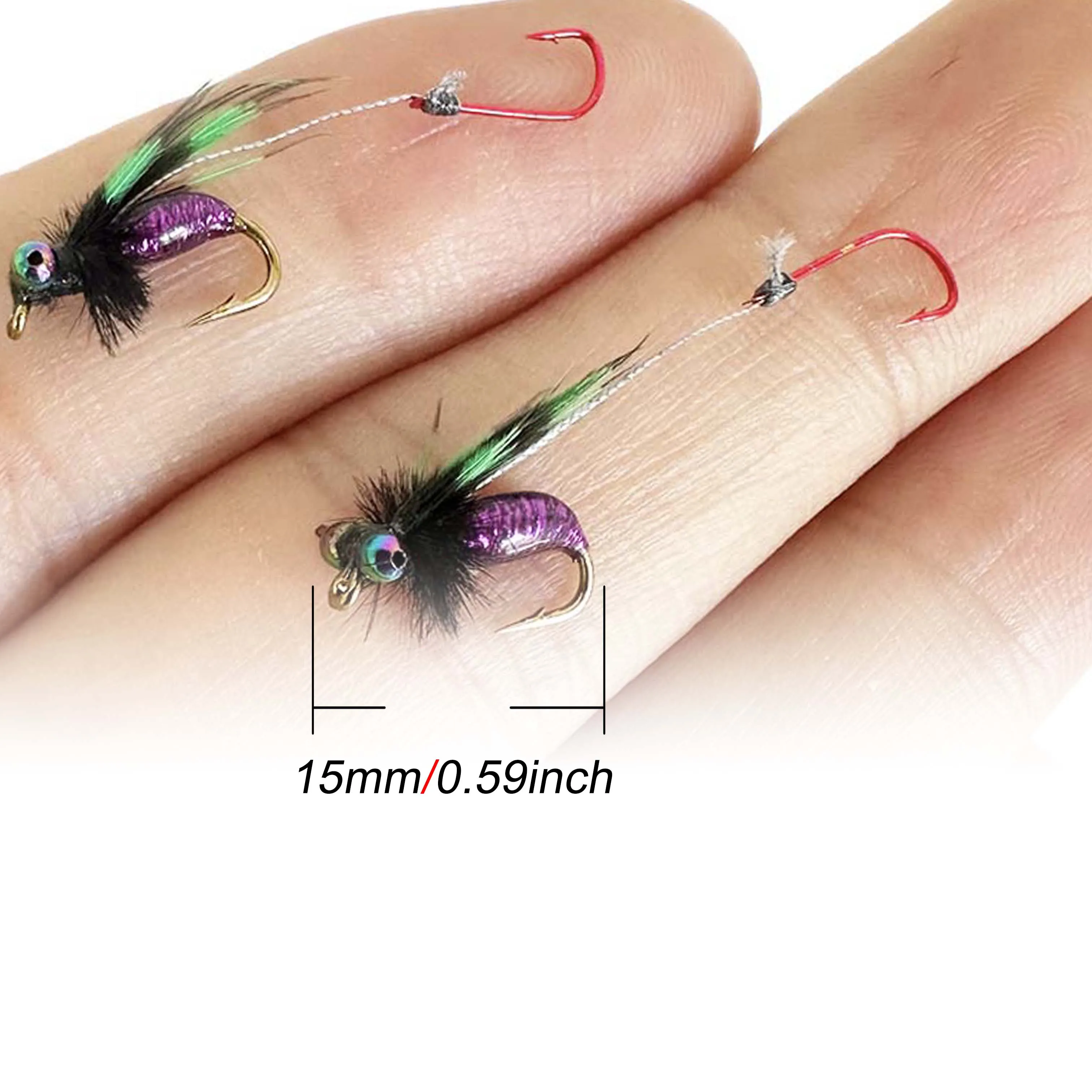 Moscas húmedas con anzuelo doble biónico para trucha y lubina - imagen 3