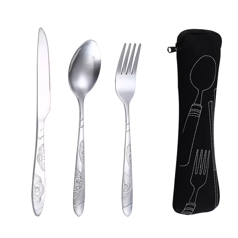 Cubiertos para acampar en vajilla de picnic lavable con estuche - imagen 5