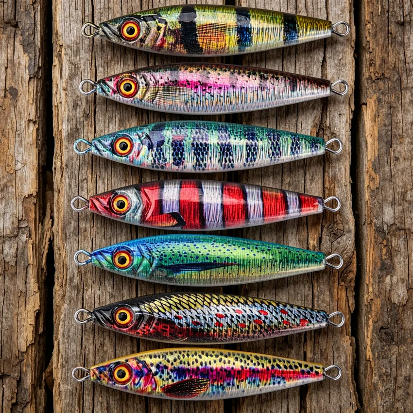 Señuelo cuchara giratoria con anzuelo de barbas para pesca vertical - imagen 3
