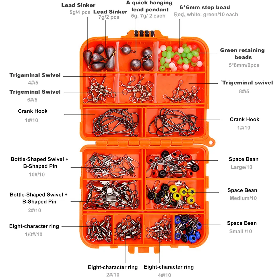 Kit de Pesca completo con plomos y anzuelos en caja portátil - imagen 2