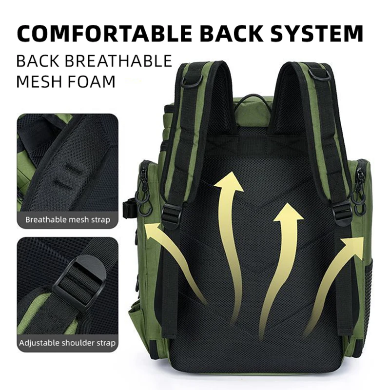 Mochila de pesca con organizador de señuelos y soportes cañas - imagen 4